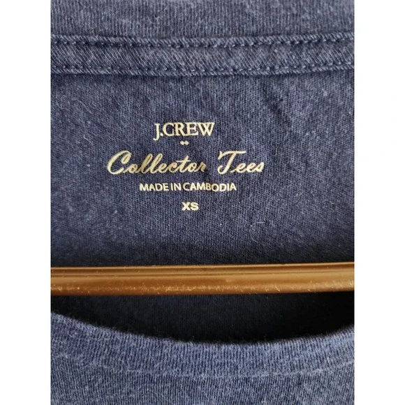 J Crew Womens Collector Tee T-Shirt Size XS Navy Blue Green Print Short Sleeve - Picture 3 of 6